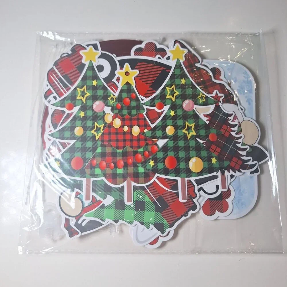 Christmas Happy Holidays Buffalo Plaid Decorations Hanging Party Streamer Banner
